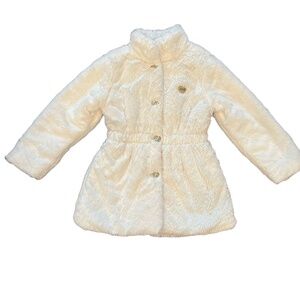 Juicy Couture Kids Jacket Size 6 Off-White Faux Fur Elastic Waist Cozy Trendy